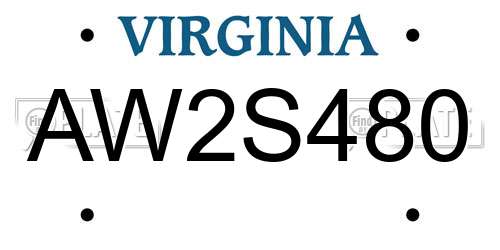 AW2S480 Virginia License Plate