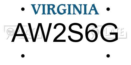 AW2S6G Virginia License Plate