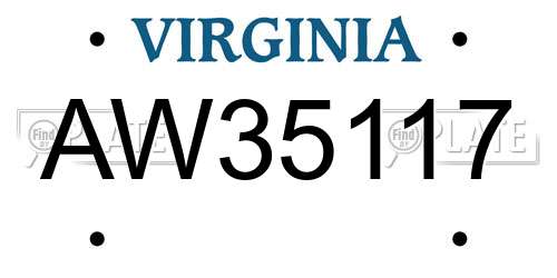AW35117 Virginia License Plate