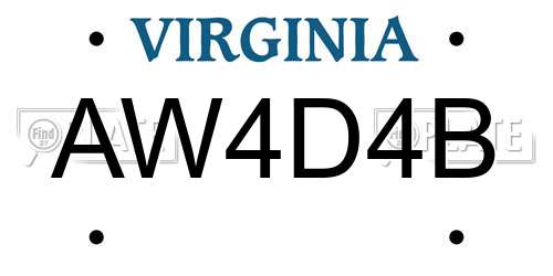 AW4D4B Virginia License Plate