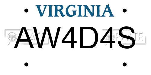 AW4D4S Virginia License Plate