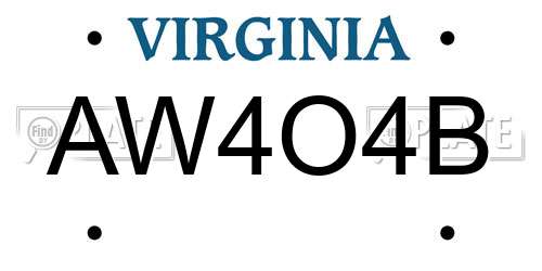 AW4O4B Virginia License Plate