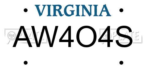 AW4O4S Virginia License Plate