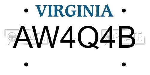 AW4Q4B Virginia License Plate