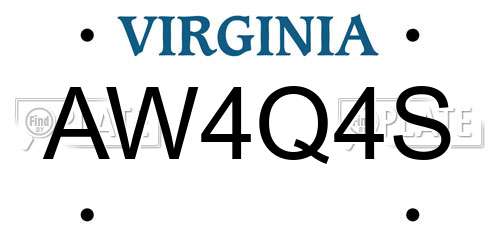 AW4Q4S Virginia License Plate