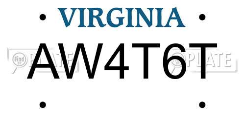 AW4T6T Virginia License Plate