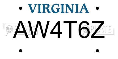 AW4T6Z Virginia License Plate
