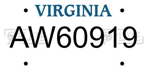 AW60919 Virginia License Plate