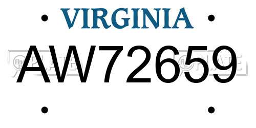 AW72659 Virginia License Plate