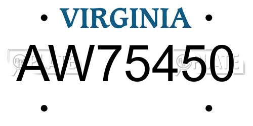 AW75450 Virginia License Plate