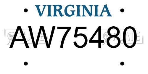 AW75480 Virginia License Plate