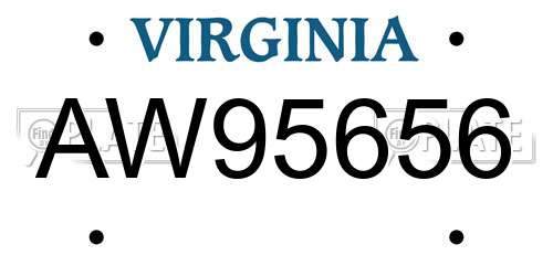 AW95656 Virginia License Plate