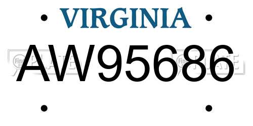 AW95686 Virginia License Plate