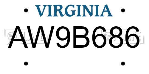 AW9B686 Virginia License Plate