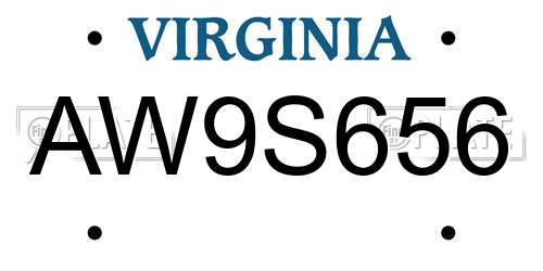 AW9S656 Virginia License Plate