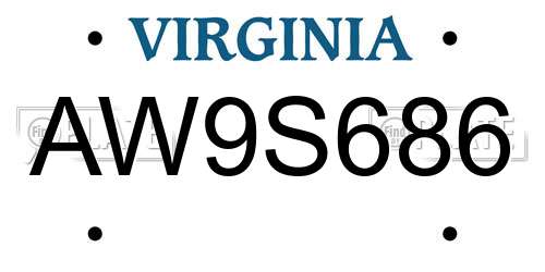 AW9S686 Virginia License Plate