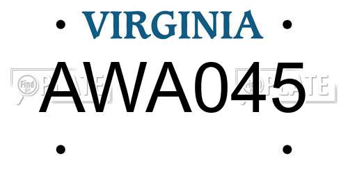 AWA045 Virginia License Plate