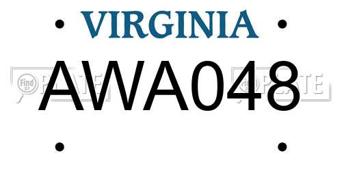 AWA048 Virginia License Plate
