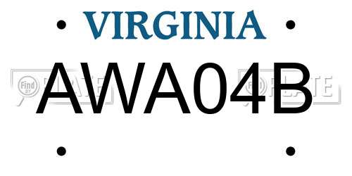 AWA04B Virginia License Plate