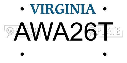 AWA26T Virginia License Plate