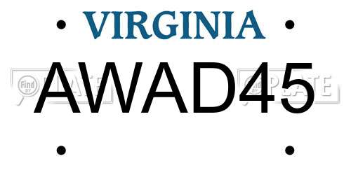 AWAD45 Virginia License Plate
