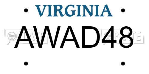 AWAD48 Virginia License Plate