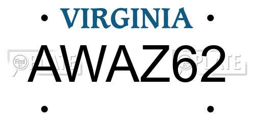 AWAZ62 Virginia License Plate