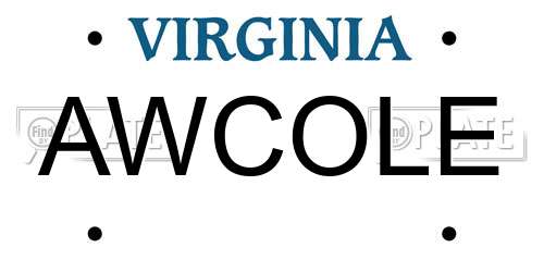 AWCOLE Virginia License Plate
