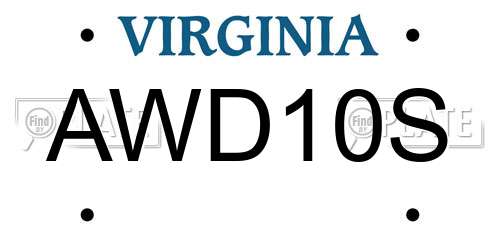 AWD10S Virginia License Plate