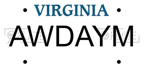 AWDAYM Virginia License Plate