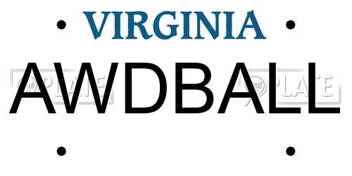 AWDBALL Virginia License Plate