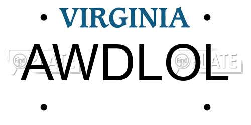 AWDLOL Virginia License Plate