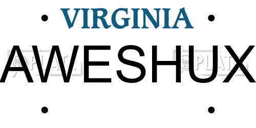 AWESHUX Virginia License Plate
