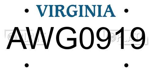 AWG0919 Virginia License Plate