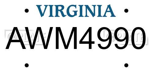 AWM4990 Virginia License Plate