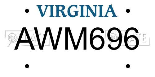 AWM696 Virginia License Plate
