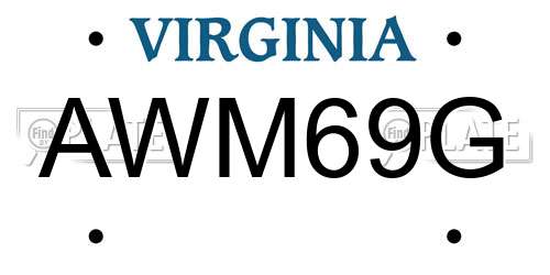 AWM69G Virginia License Plate