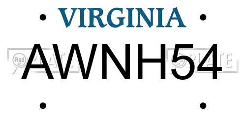 AWNH54 Virginia License Plate