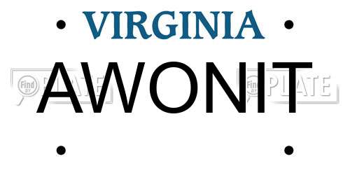 AWONIT Virginia License Plate
