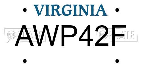 AWP42F Virginia License Plate