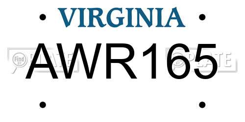 AWR165 Virginia License Plate