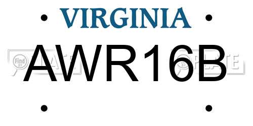 AWR16B Virginia License Plate
