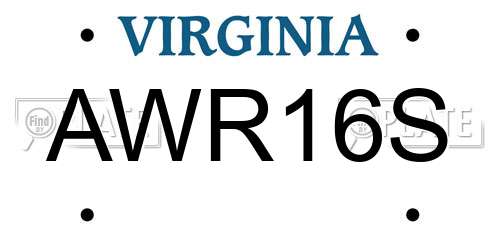 AWR16S Virginia License Plate