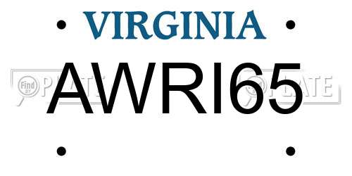 AWRI65 Virginia License Plate