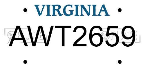 AWT2659 Virginia License Plate