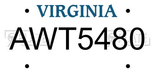 AWT5480 Virginia License Plate