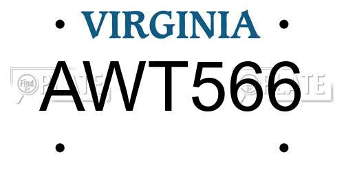 AWT566 Virginia License Plate
