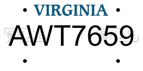 AWT7659 Virginia License Plate