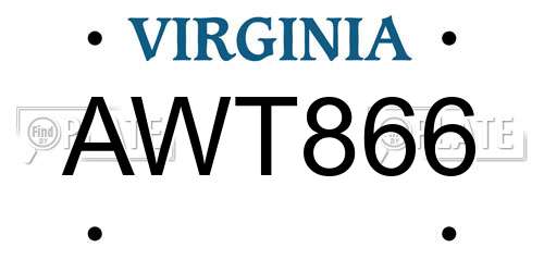 AWT866 Virginia License Plate