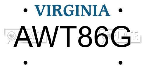 AWT86G Virginia License Plate